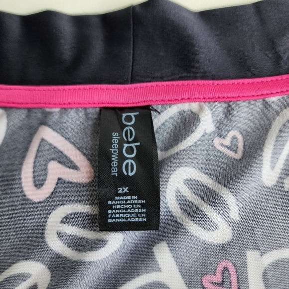 BEBE Sleepwear Women's Soft Jersey Stretch Black Pink Pajama Plus Size 2X - Picture 6 of 15